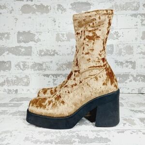 New Steve Madden Klayton Brown Crushed Velvet Stretch Ankle Ankle Boots T403